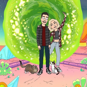 Retrato de Rick y Morty // Retrato de dibujos animados // Descarga digital // Imprimible