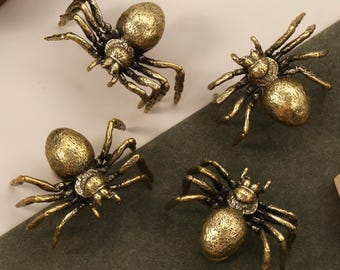 Spinne Schubladenknöpfe aus massivem Messing, Insektenschrankknopf, Griffe zur Verbesserung von Möbeln mit Gravur, Schrankknauf, Kinderzimmerknopf