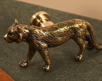 Puxadores de armário de latão maciço Tiger, puxadores de gaveta de berçário, puxadores de armário de cômoda gravados personalizados, puxadores de reposição para móveis, maçanetas de porta de guarda-roupa