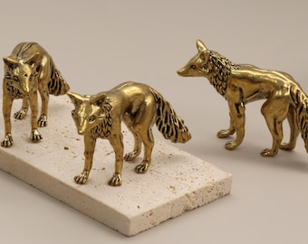 Fox massief messing kastknoppen, ladeknoppen voor de kinderkamer, op maat gegraveerde handgrepen voor het verbeteren van meubels, dressoirtrekgrepen voor dieren