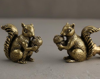 Puxador de armário em formato de bolota de esquilo, puxador de gaveta de armário, puxador de cômoda gravado personalizado, puxadores para móveis, puxador de guarda-roupa, puxador de latão maciço