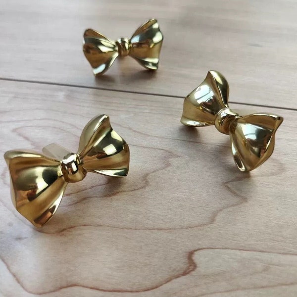 Solid brass Bow knob, unique knot cabinet knobs, gold furniture improvement knobs,dresser pulls,wardrobe knobs,one hole knobs