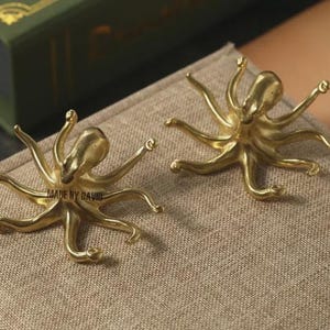 Pomos de latón macizo con forma de pulpo, tiradores dorados para cajones, pomo de tocador con grabado personalizado, tiradores de repuesto para muebles, tiradores para puertas de armarios, pomo para armarios empotrados.