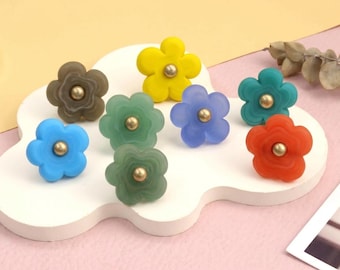 Glass Flower drawer knobs,Colorful Nursery decor door pull,custom engraved furniture replacement knob,wardrobe one hole knob,Cupboard handle