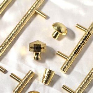 Hammered brass cabinet pulls,octagon furniture knobs,kitchen brass handles,Custom Engraved T bar brass handles, mushroom knobs,dresser knobs