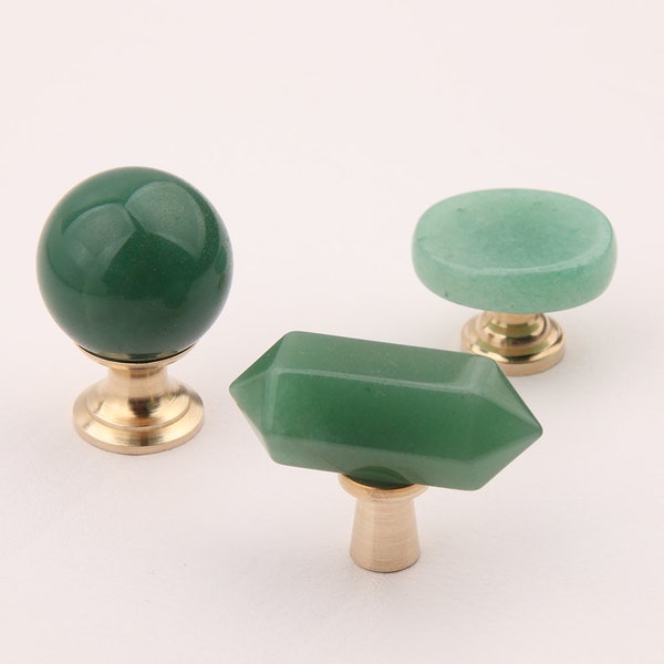 Natural crystal stone brass knob, minimalist cabinet knobs, furniture improvement knobs, furniture replacement knob,one hole knobs