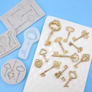Victorian Key Mold Set, Silicone keys Shaped Mold, Cake Chocolate Fondant Candy Baking Tools，Decorating Mold