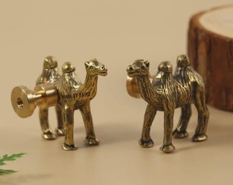Camel Schrankknöpfe aus massivem Messing, Knöpfe zur Verbesserung von Schränken, Ersatzgriffe mit individueller Gravur, Möbelgriffe mit Tiermotiv