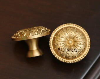 Victorian style brass drawer knob,unique round cabinet knobs,furniture improvement knobs, Custom Engraved dresser pulls,cupboard round knobs