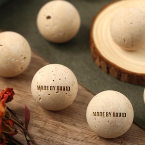 Ladeknop van travertijn, kastknoppen met ronde bol, knoppen voor meubelverbetering, op maat gegraveerde meubelvervangingsknop, luxe dressoirgrepen
