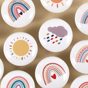 Rainbow nursery knobs,kids room cabinet knobs,furniture improvement knobs,furniture replacement knob,Custom Engraved one hole round knobs