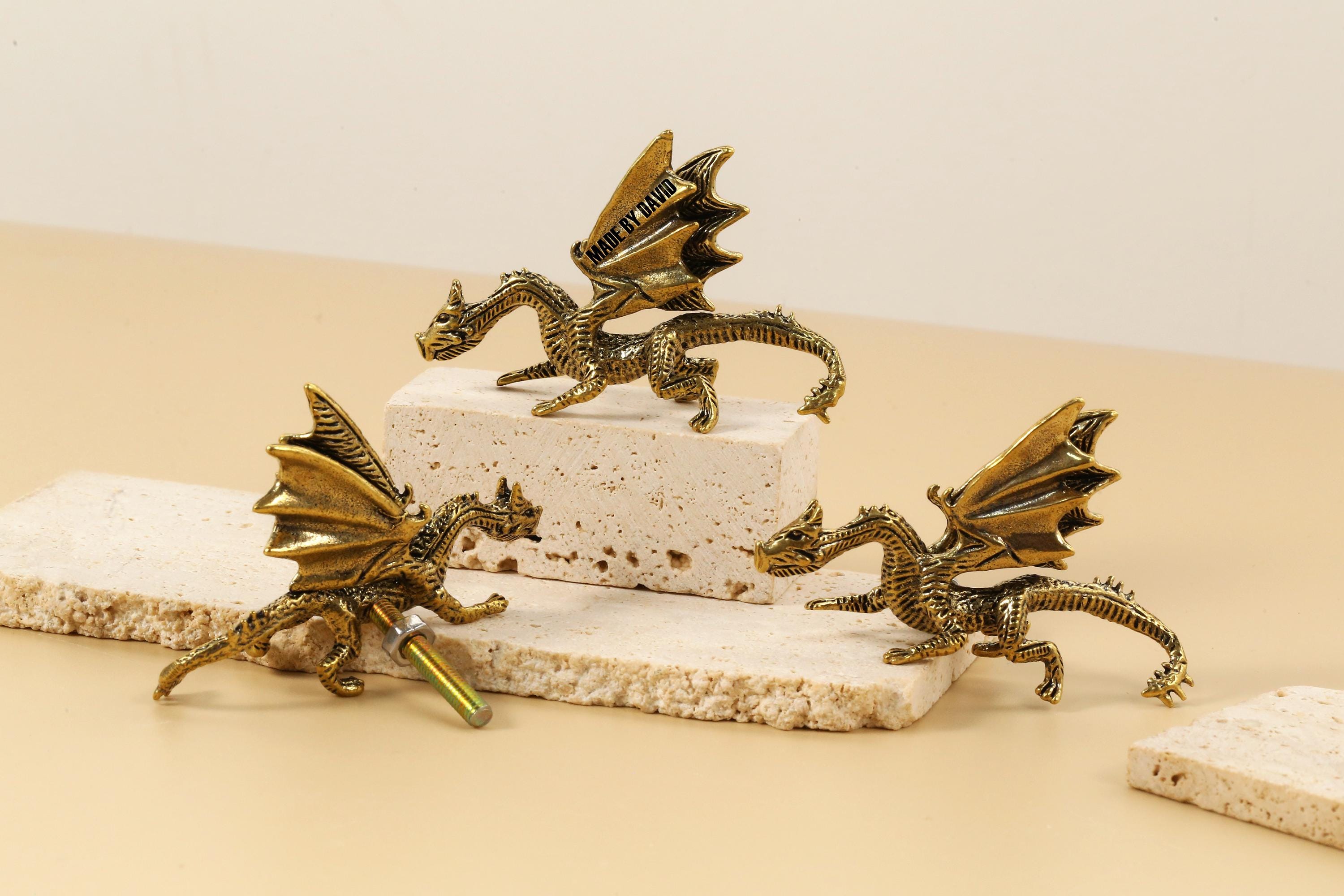 Lot De 2 Poignées De Porte Dragon – Laiton Antique – Décoratives – Fabrication Indienne – IS