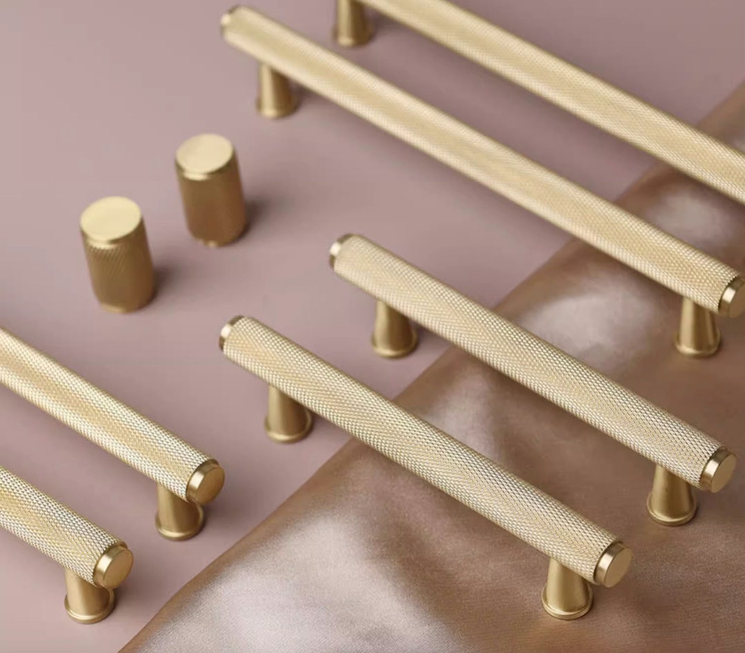 Knurled Handles Solid Brass,satin Brass Door Handles ,knurled