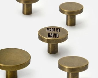 Custom Engraved Flat solid bronze knob,minimalist anqitue cabinet knobs,furniture improvement knobs,furniture replacement pulls,round handle