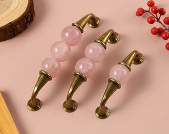 Pink Quartz ball handles,Rosso vintage drawer pull,Improvement door pulls,cupboard handle,Kitchen dresser pulls,Nursery replace knobs handle