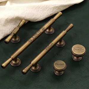 Custom Engraved Solid brass cabinet pulls,Bronze drawer handles,gold furniture knobs,kithchen handles,T bar brass pulls,Dresser door knobs