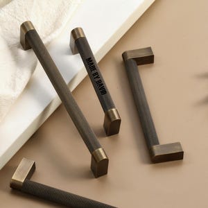 Antique brass textured cabinet handle,minimalist furniture pull,Custom Engraved kitchen solid brass handles,Black drawer handles,Gold pulls