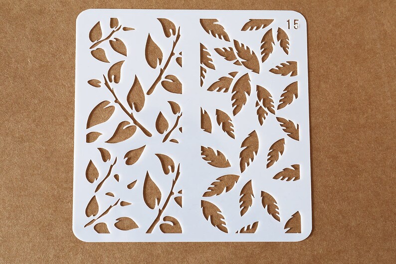 Feathers and Leaves stencil,tree Bullet Journal Stencil,Planner Accessory,scrapbooking stencil