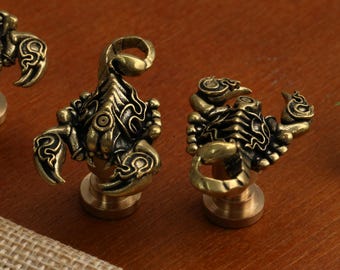 Vintage Brass Scorpion Cabinet Knob,Gothic Drawer Pull,Zodiac Scorpio Furniture Handle,Antique Style Cabinet Hardware,Boys room decor knob