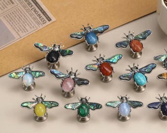 Bee Insect drawer knob,unique cabinet knob,Honey bee shell nursery room pulls,furniture improvement replacement pull,dresser Bug door handle