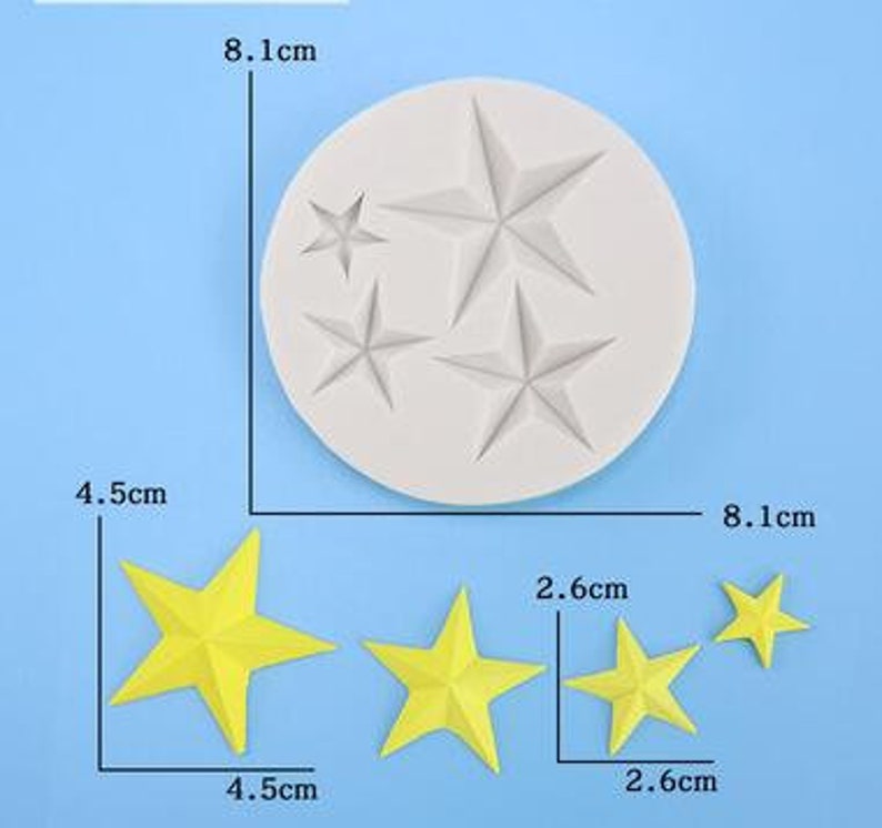 Stars Mold 5 Mini Stars Chocolate Silicone Fondant Cake Mold Etsy