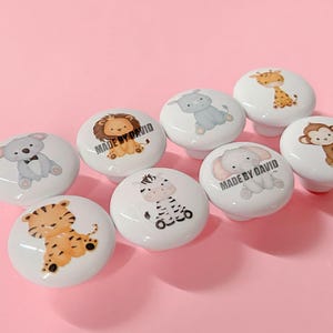 Animals nursery knobs,kids room cabinet knobs,furniture improvement knobs,Custom Engraved furniture replacement round knobs,one hole knobs