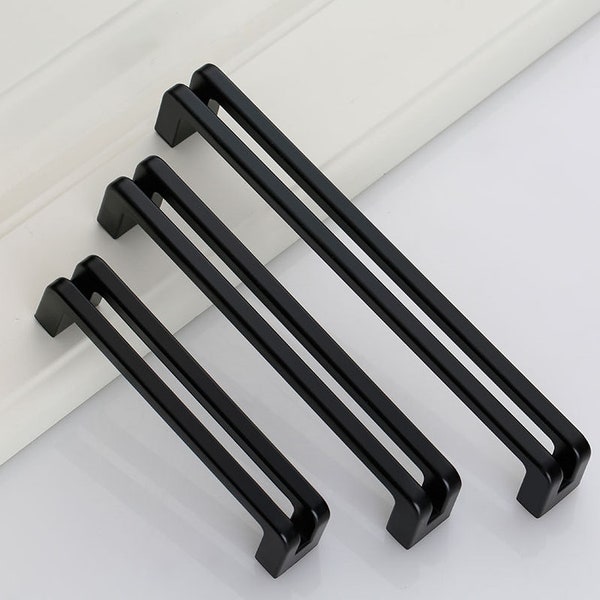 Matte black hollow pull, minimalist cabinet pull, furniture improvement handle, furniture replacement knob,Elegant black handles