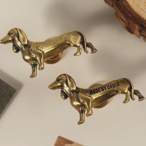 Dachshund solid brass drawer knobs,Puppy cabinet knobs,Custom Engraved furniture improvement handles,Animal wardrobe dresser pulls,dog pulls