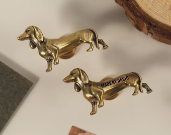 Custom Engraved Dachshund solid brass drawer knobs,Puppy cabinet knobs,furniture improvement handles,Animal wardrobe dresser pulls,dog pulls