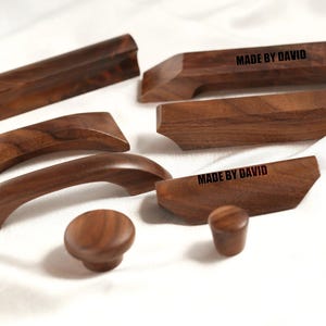 Walnut minimalist cabinet pull knobs,Natural wooden drawer handle,Custom Engraved furniture improvement replacement round knobs,wood handles