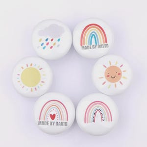 Rainbow nursery knobs,kids room cabinet knobs,furniture improvement knobs,Custom Engraved furniture replacement knob,one hole round knobs