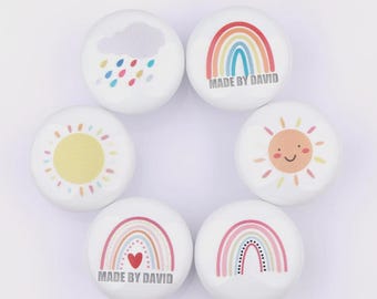 レインボー保育室ノブ、子供部屋キャビネットノブ、家具改良ノブ、カスタム彫刻家具交換ノブ、ワンホールラウンドノブ