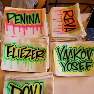 Zip Pouch, Custom Airbrush, Graffiti Name Pouch, Toiletries Bag, Bridesmaids gift, Teen gifts, Pencil case, Cosmetic tote bag, makeup case