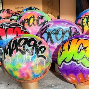 Custom Airbrush Basketball Personalized, pick names colors, party favors, gifts, basketball event, basketball centerpieces