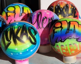Custom Airbrush Basketball Personalized, pick names colors, party favors, gifts, basketball event, basketball centerpieces