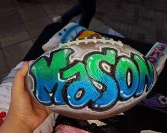 Football gift, custom airbrush, graffiti, party favor, birthday gift, coach gift, football trophy, sports gift, Barmitzvah favor, 90s, kids