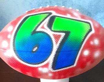 Custom Airbrushed Football, 67 design, six seven