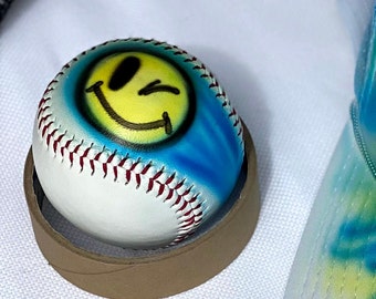 Emoji Baseball, custom airbrush baseball, baseball, baby baseball gift, baseball Bar Mitzvah party favor, baseball trophy, personalized ball