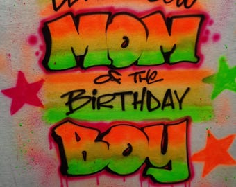 Family Glow Birthday T shirt, Mom, Dad, neon Glow , personalized shirt, graffiti, 90's,80s, glow party favor, kids birthday, splatter paint