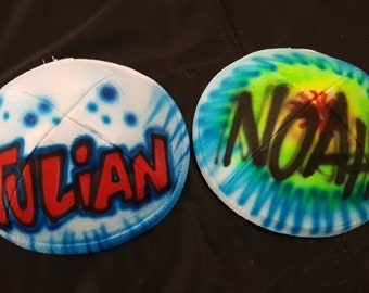 カスタムエアブラシキッパー：パーソナライズされたヤルムルカ、バルミツワーの記念品