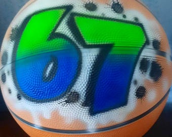 Custom Airbrushed Basketball: 67 design, six seven design