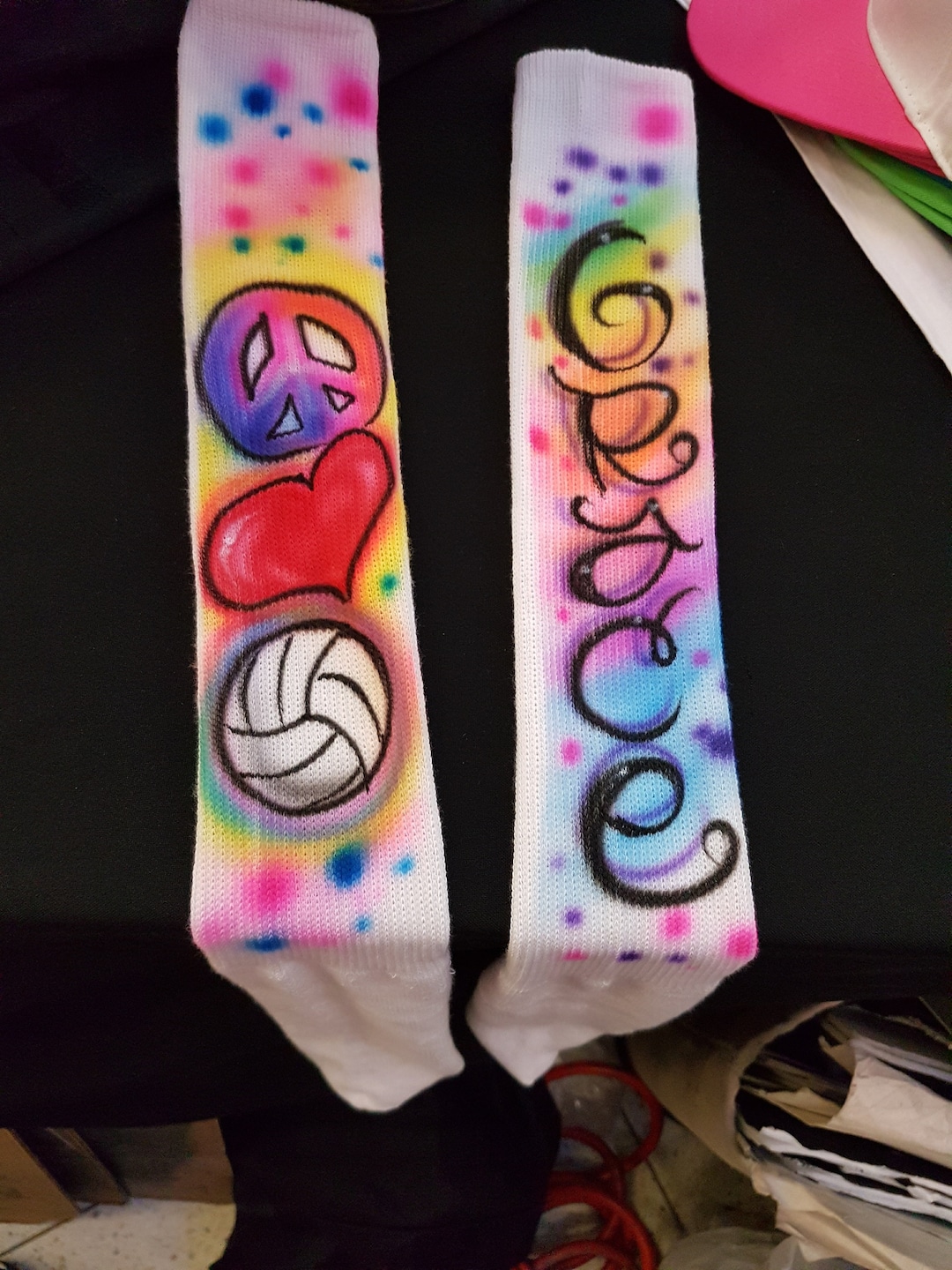 Girls Volleyball Socks Knee Socks Soccer Socks Rainbow Etsy