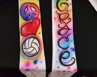 Personalized Airbrush Volleyball Socks: Rainbow Graffiti Knee Socks