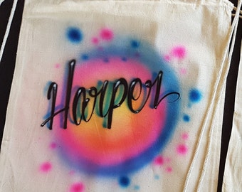 Custom Airbrushed Drawstring Bags: Personalized Party Favors, Bulk 12 Pack