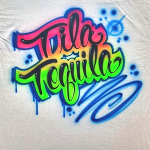 Airbrush T shirt, Outlined Script name with filigree