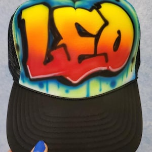 Custom Airbrush Hat, Block Graffiti Name
