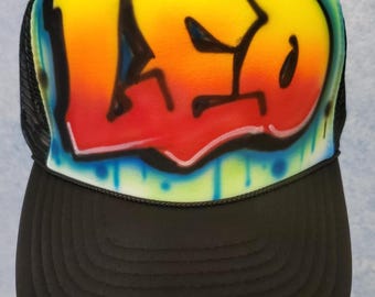 Custom Airbrush Hat, Block Graffiti Name