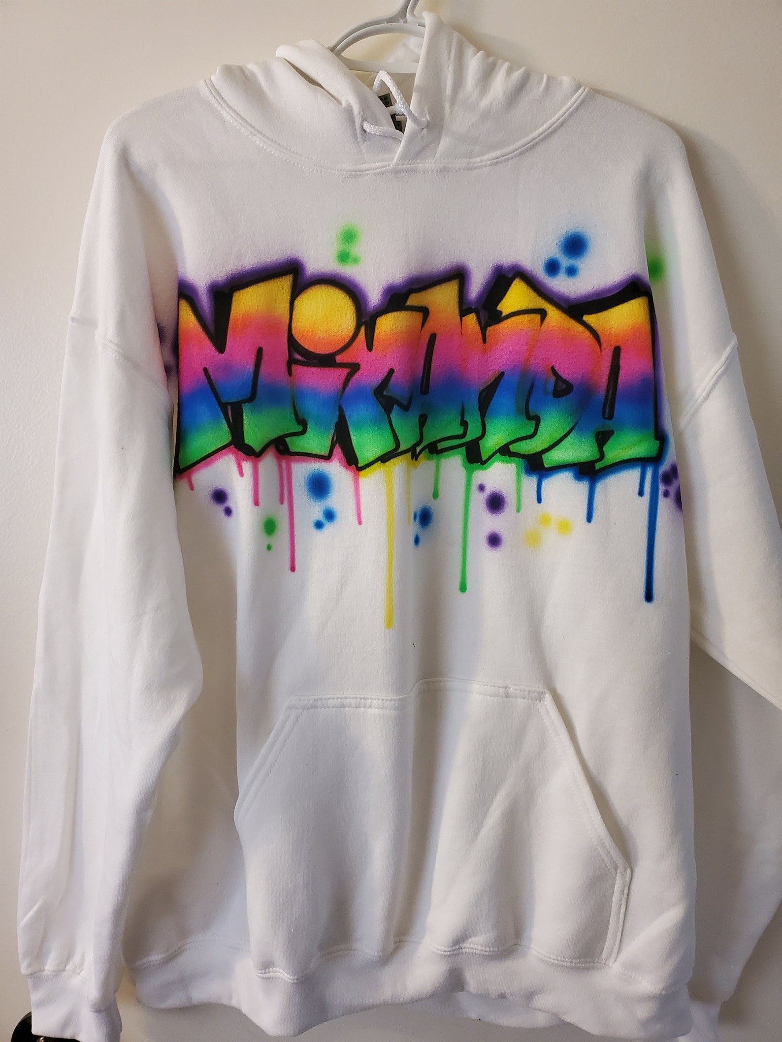 Hoodie Rainbow Sweatshirt Graffiti Hoodie Spray Paint Etsy