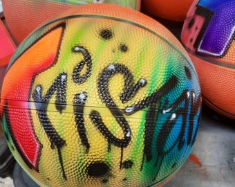 Basketball gift, graffiti basketball, personalized basketball, coaches gift, airbrush basketball, colorful basketball, basketball trophy