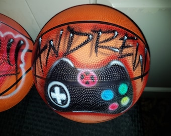 Video game theme custom airbrush basketball personalized with name or numbers